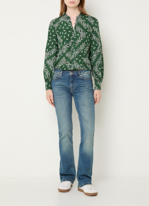 Zadig&Voltaire Twina blouse van zijde met paisley dessin - voorkant 2 donkergroen