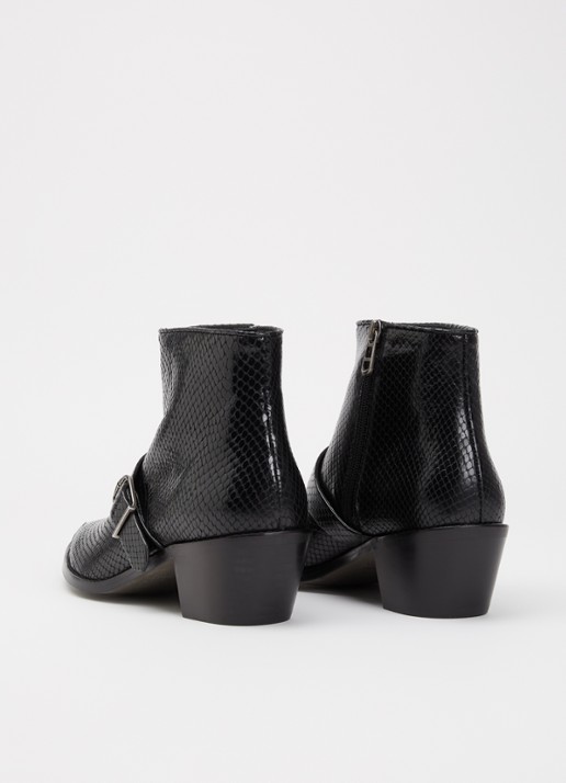 Zadig&Voltaire Tylow Wild Mirror cowboylaars van kalfsleer met slangenstructuur - achterkant zwart