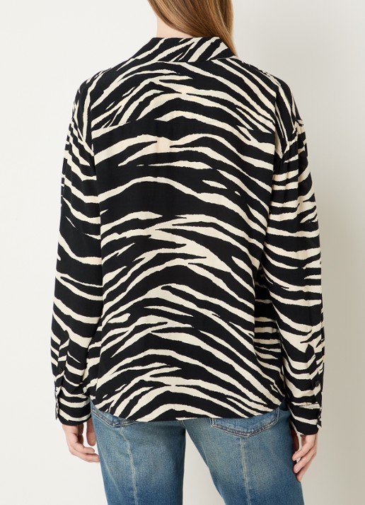 Zadig&Voltaire Tyrica blouse met zebraprint - achterkant zwart