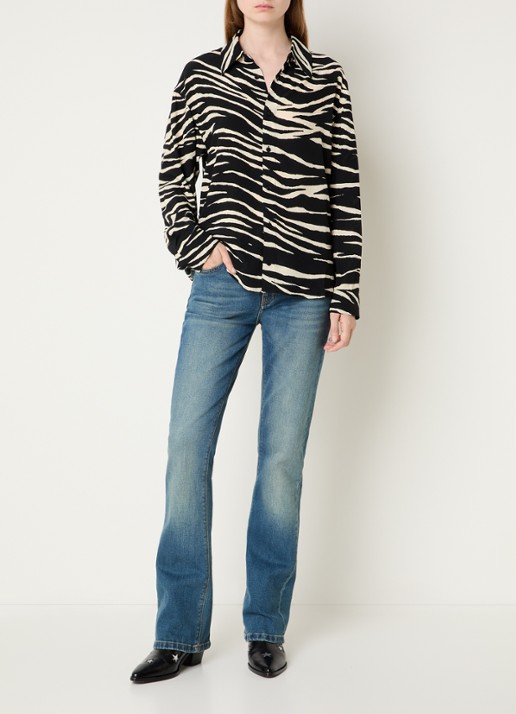 Zadig&Voltaire Tyrica blouse met zebraprint - voorkant 4 zwart