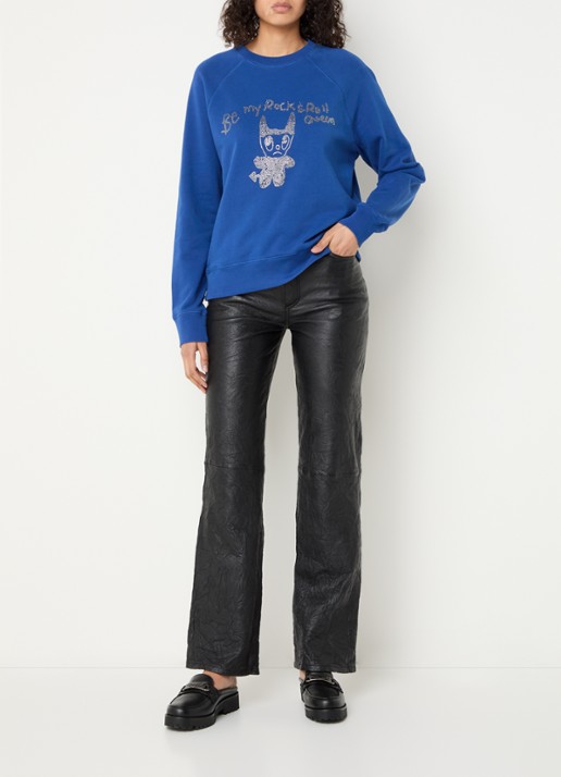 Zadig&Voltaire Upper sweater van  katoen met strass - voorkant 3 kobaltblauw