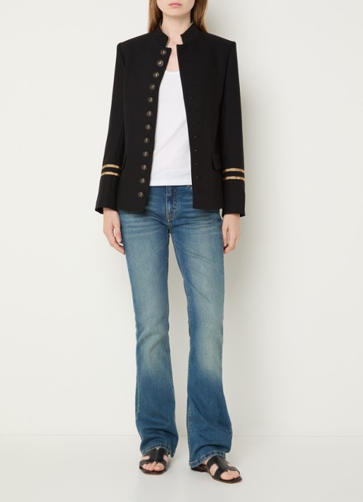 Zadig&Voltaire Vallo blazer met klepzakken en schoudervulling - voorkant 2 zwart
