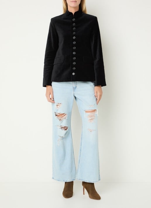 Zadig&Voltaire Vallo blazer van fluweel met klepzakken - voorkant 3 zwart