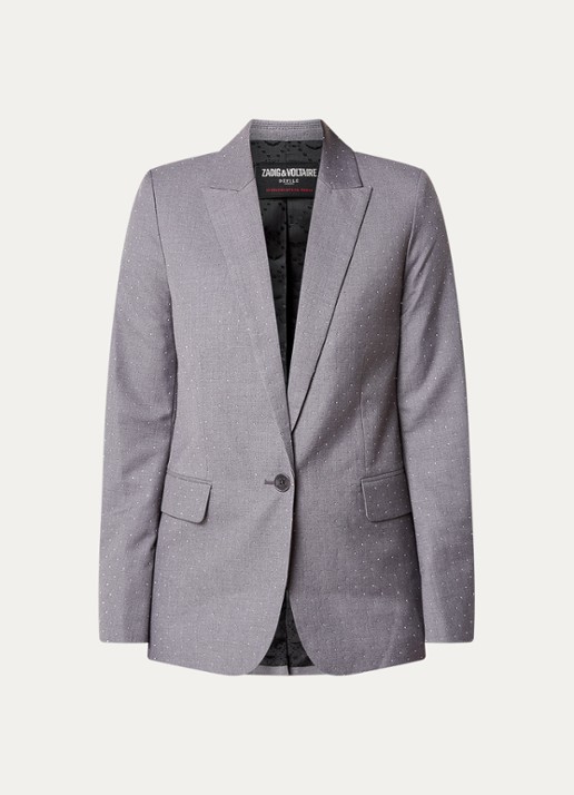 Zadig&Voltaire Valse blazer met strass en klepzakken - voorkant 2 middengrijs