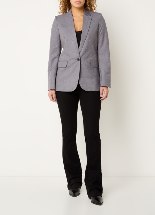 Zadig&Voltaire Valse blazer met strass en klepzakken - voorkant 3 middengrijs