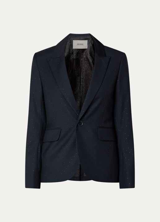 Zadig&Voltaire Valse blazer met strass en klepzakken - voorkant 2 zalmroze