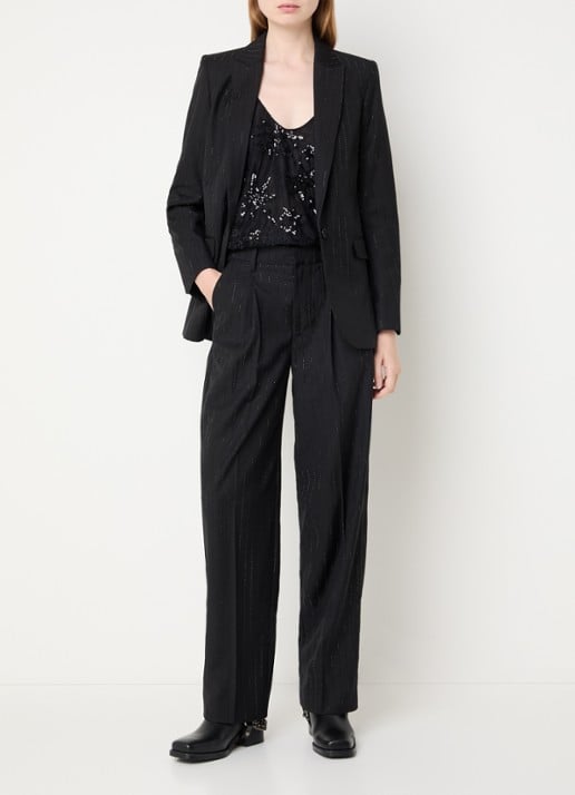 Zadig&Voltaire Valse blazer met strass - voorkant 4 zwart
