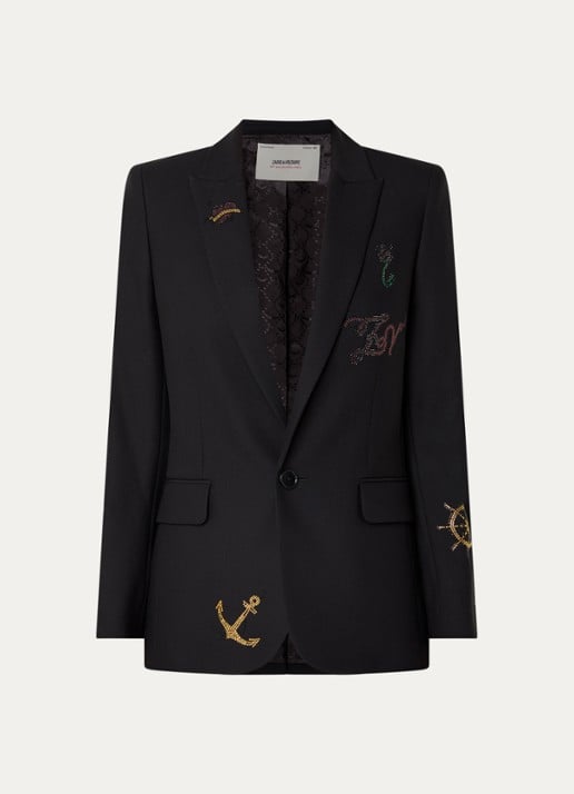 Zadig&Voltaire Valse blazer met strass - voorkant 2 zwart