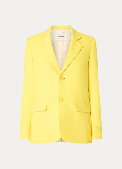 Zadig&Voltaire Vanille blazer met schoudervulling en klepzakken - voorkant 2 geel