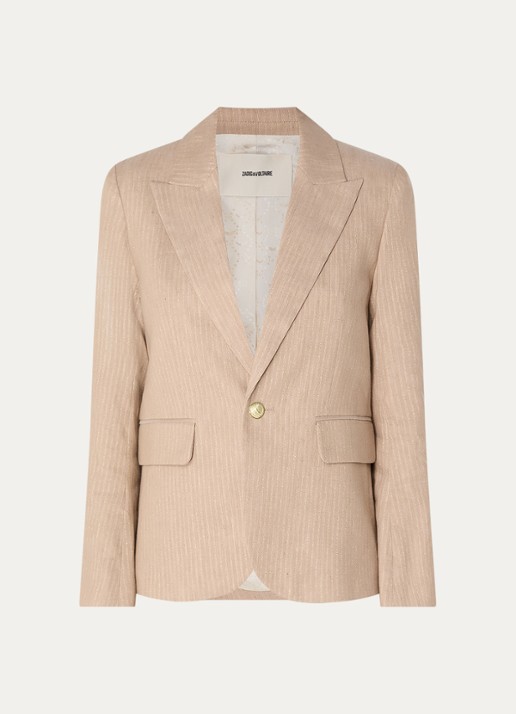 Zadig&Voltaire Vavy blazer in linnenblend met lurex - voorkant 2 beige
