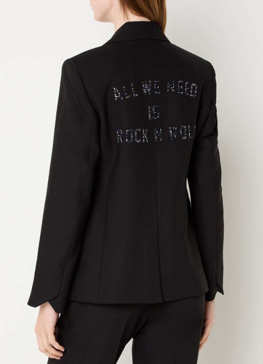 Zadig&Voltaire Vavy blazer met schoudervulling en backprint - detail zwart