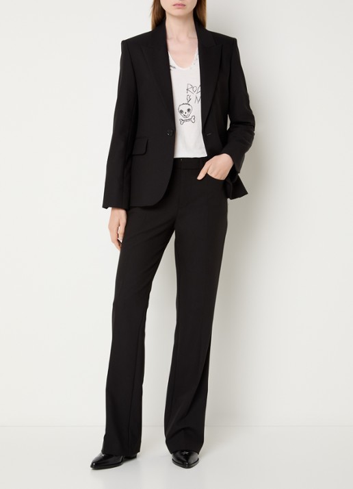 Zadig&Voltaire Vavy blazer met schoudervulling en backprint - voorkant 3 zwart