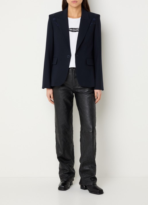 Zadig&Voltaire Vavy blazer met schoudervulling en klepzakken  - voorkant 2 donkerblauw