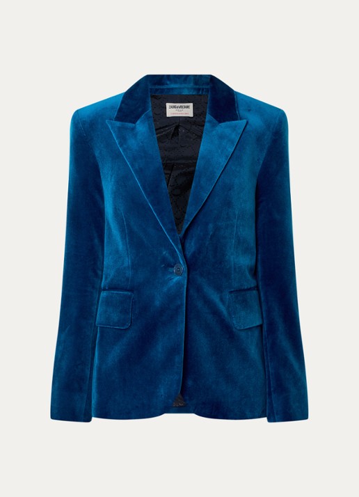 Zadig&Voltaire Vavy blazer van fluweel met klepzakken - voorkant petrol