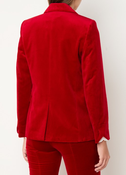 Zadig&Voltaire Vavy blazer van fluweel met klepzakken - achterkant 5 rood