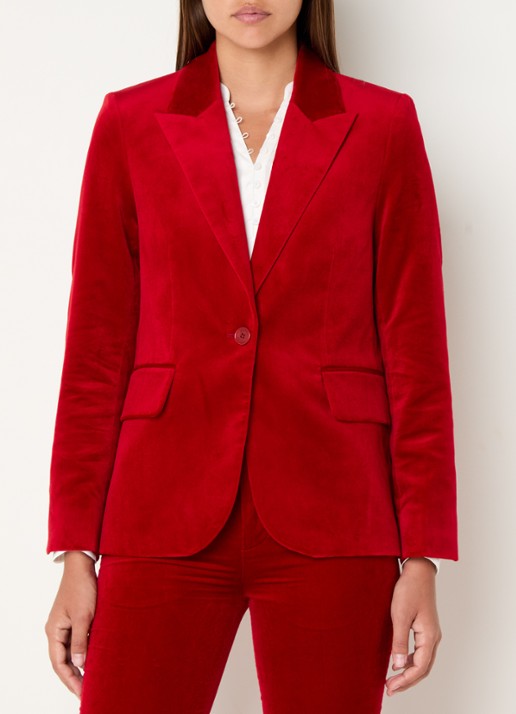 Zadig&Voltaire Vavy blazer van fluweel met klepzakken - detail 3 rood