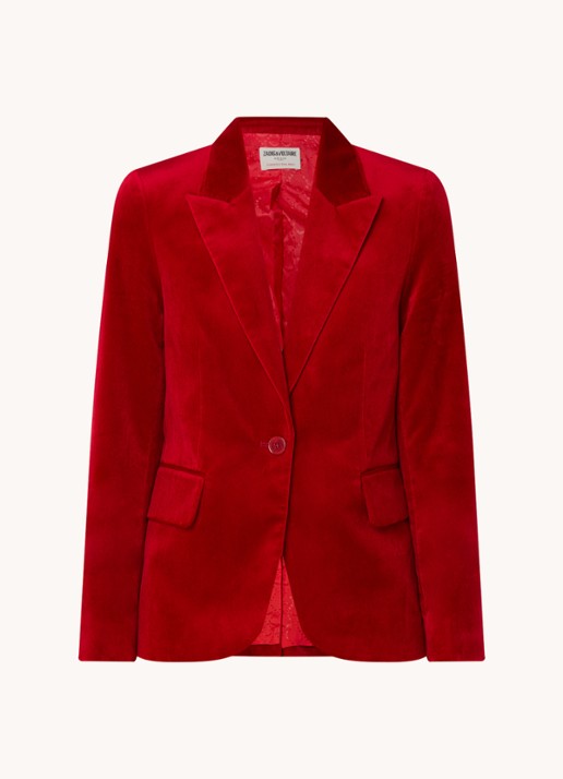 Zadig&Voltaire Vavy blazer van fluweel met klepzakken - voorkant rood