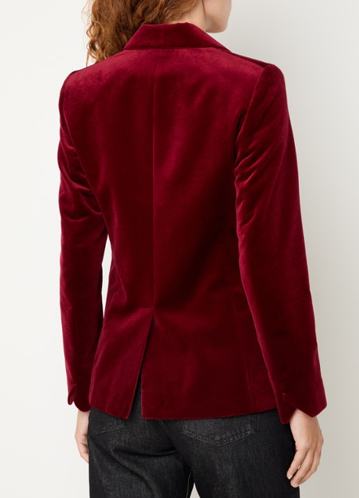 Zadig&Voltaire Vavy blazer van fluweel met paspelzakken - achterkant kersenrood