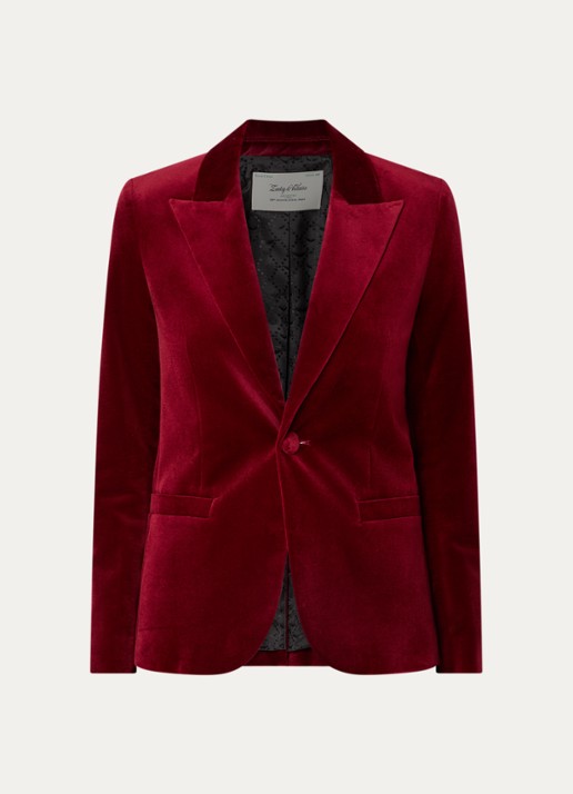 Zadig&Voltaire Vavy blazer van fluweel met paspelzakken - voorkant 2 kersenrood