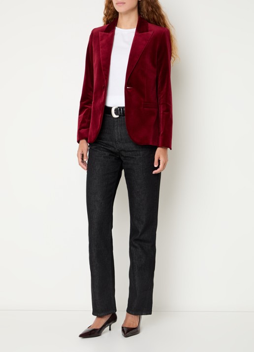 Zadig&Voltaire Vavy blazer van fluweel met paspelzakken - voorkant 3 kersenrood