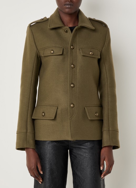Zadig&Voltaire Veram jack in wolblend - detail olijfgroen