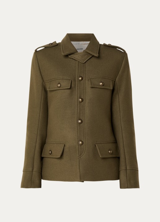 Zadig&Voltaire Veram jack in wolblend - voorkant 2 olijfgroen