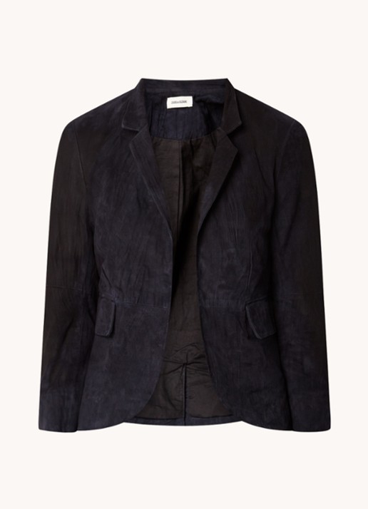 Zadig&Voltaire Verys blazer van geitensuéde met klepzakken - voorkant 3 blauw
