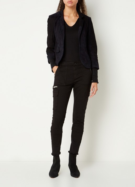 Zadig&Voltaire Verys blazer van geitensuéde met klepzakken - voorkant 4 blauw