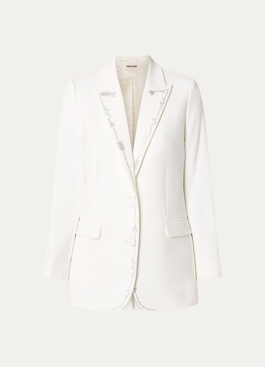 Zadig&Voltaire Viva blazer met klepzakken en strass - voorkant 3 beige