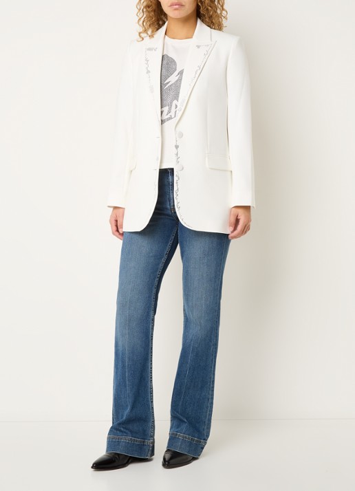 Zadig&Voltaire Viva blazer met klepzakken en strass - voorkant 4 beige