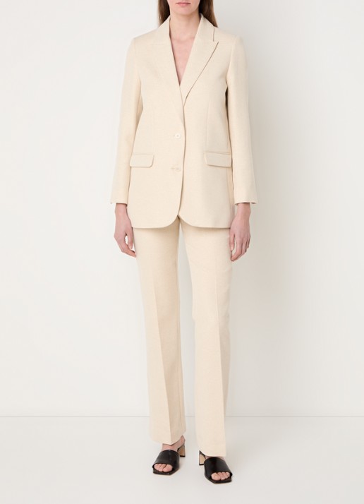 Zadig&Voltaire Viva single-breasted blazer met schoudervulling en lurex - voorkant 3 vanillegeel