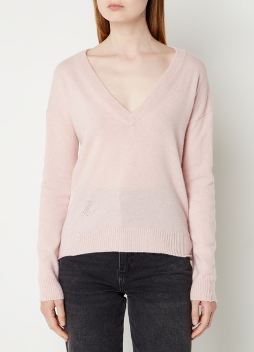 Zadig&Voltaire Vivi fijngebreide oversized pullover van kasjmier met V-hals