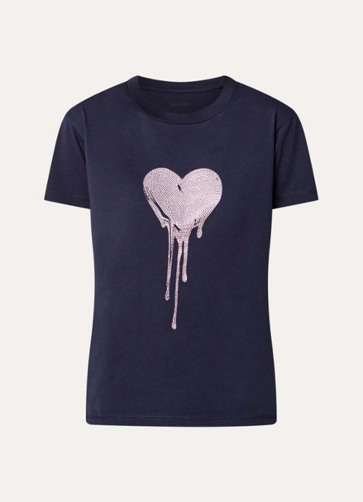 Zadig&Voltaire Walk HC T-shirt met strass - voorkant 3 donkerblauw