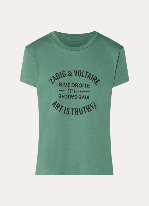 Zadig&Voltaire Walk T-shirt met logoprint - voorkant 2 donkergroen
