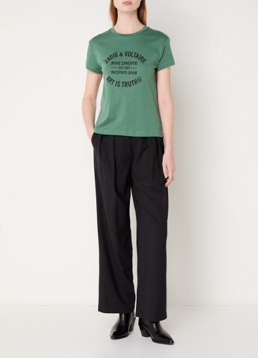 Zadig&Voltaire Walk T-shirt met logoprint - voorkant 3 donkergroen