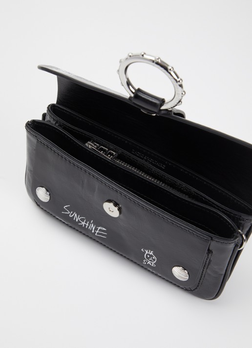 Zadig&Voltaire Wallet Art schoudertas van kalfsleer met afneembare schouderriem  - voorkant 3 zwart