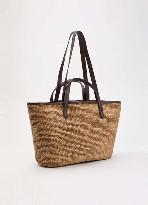 Zadig&Voltaire Wings shopper van raffia met logo - achterkant 5 camel