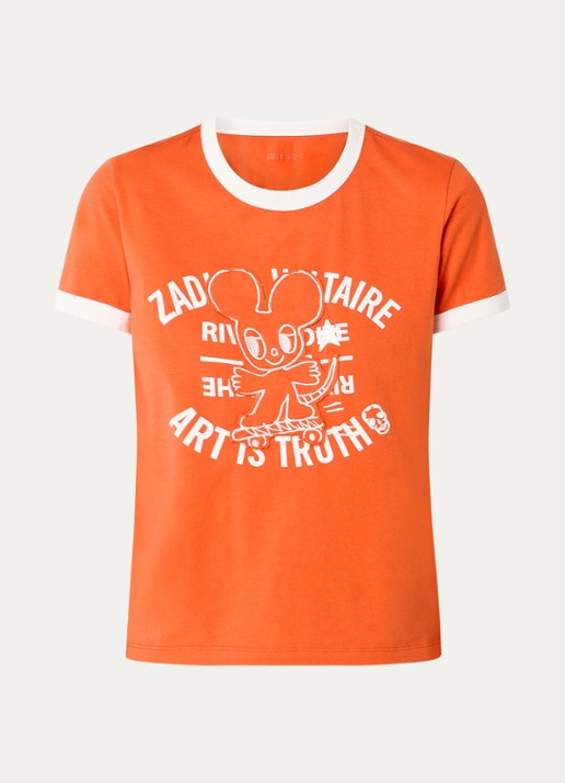 Zadig&Voltaire Woos T-shirt met logoprint en borduring - voorkant 3 oranje