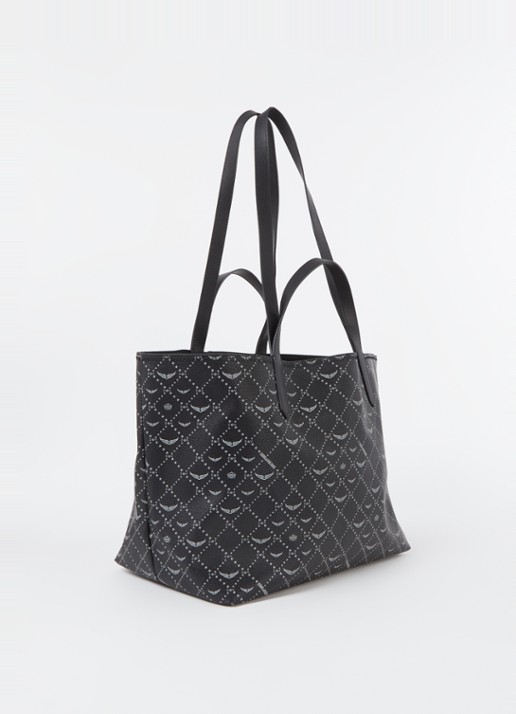 Zadig&Voltaire XL shopper met logoprint - achterkant 4 zwart