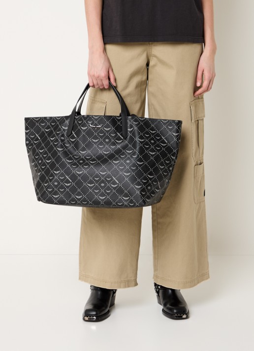 Zadig&Voltaire XL shopper met logoprint - voorkant 3 zwart