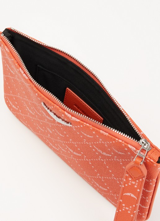 Zadig&Voltaire Z clutch van leer met logoprint - detail oranje