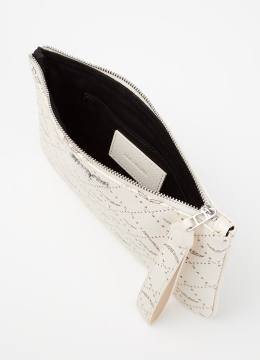 Zadig&Voltaire Z clutch van leer met logoprint - detail 2 gebroken wit