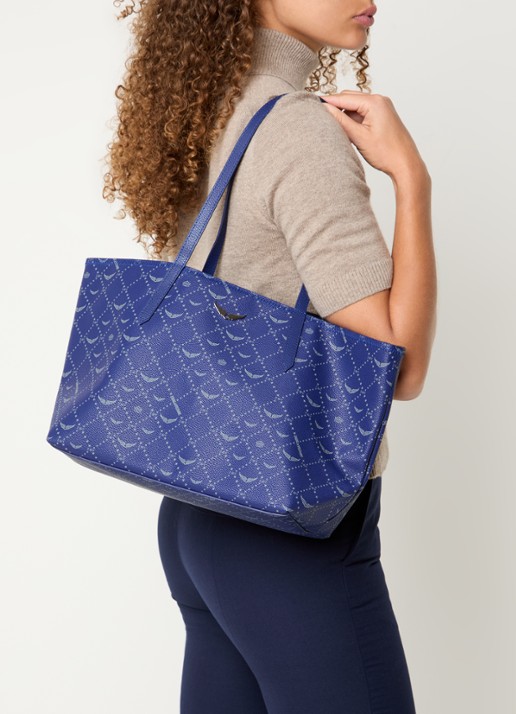 Zadig&Voltaire Z shopper van canvas met logoprint - voorkant 2 kobaltblauw