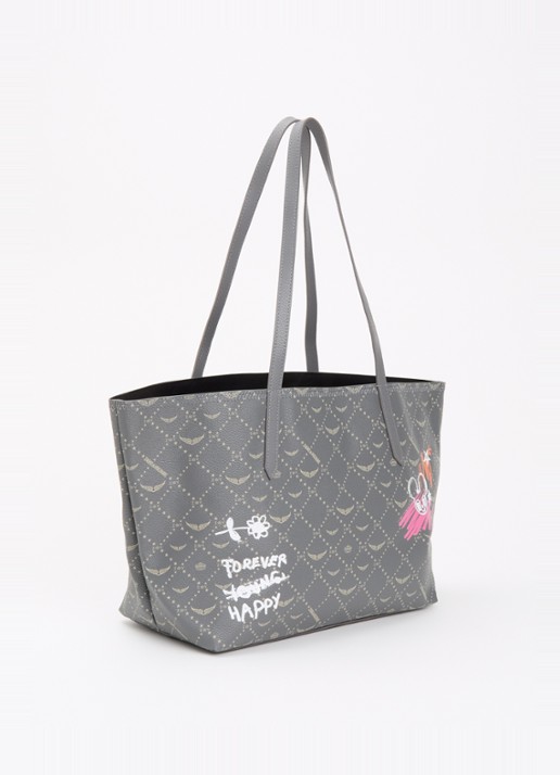 Zadig&Voltaire Z shopper van leer met logoprint - achterkant 4 grijs