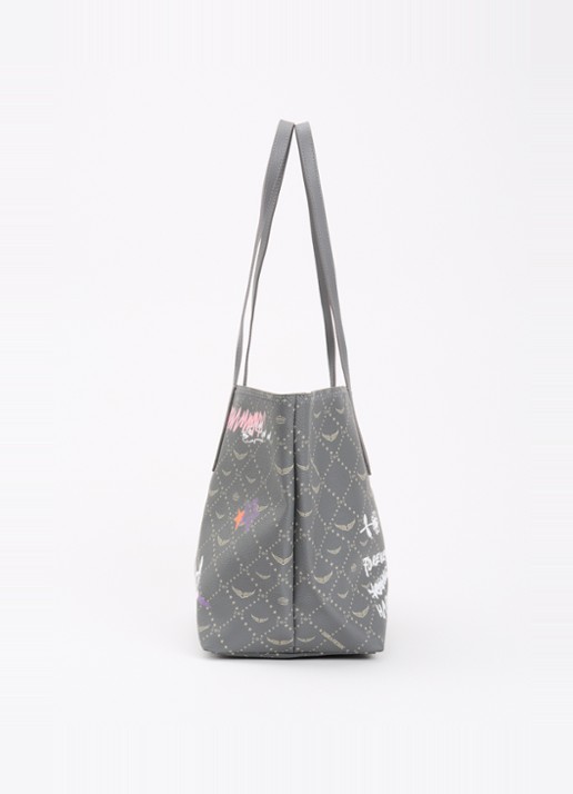 Zadig&Voltaire Z shopper van leer met logoprint - detail 2 grijs