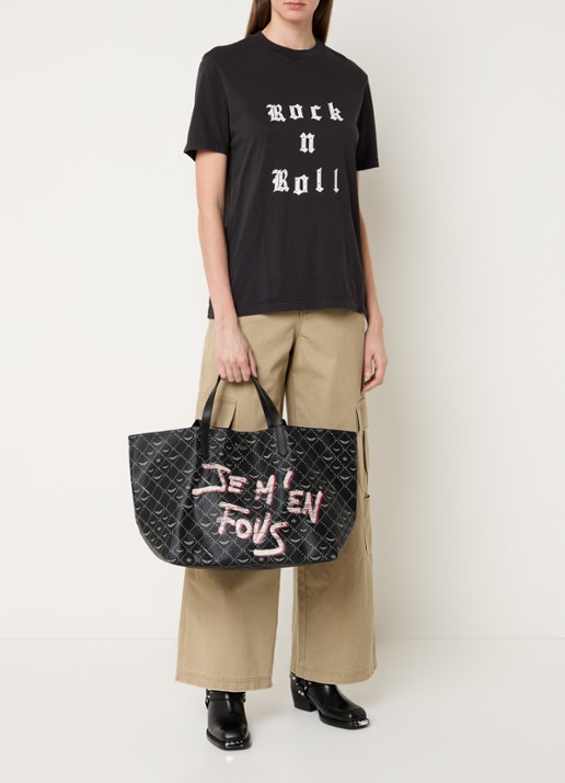Zadig&Voltaire Z shopper XL met print - voorkant 4 zwart