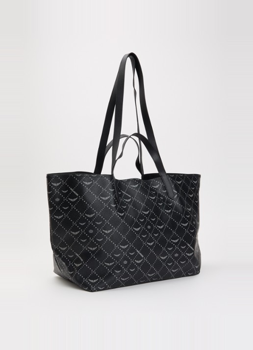 Zadig&Voltaire Z XL shopper van leer met logoprint - achterkant 5 zwart