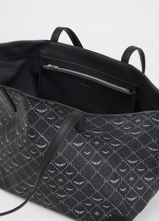 Zadig&Voltaire Z XL shopper van leer met logoprint - detail 3 zwart