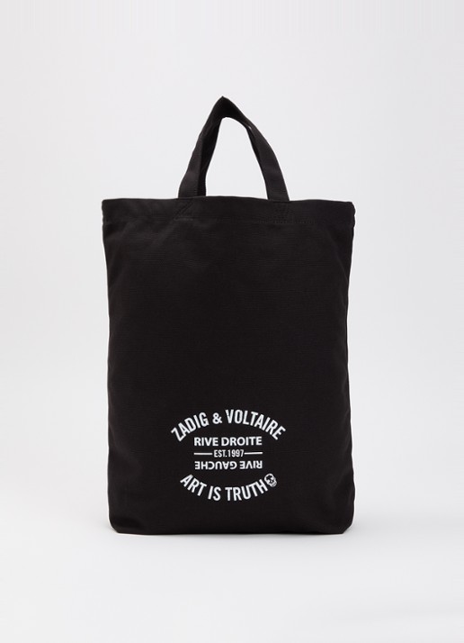 Zadig&Voltaire Zadig shopper van canvas met logoprint - voorkant zwart