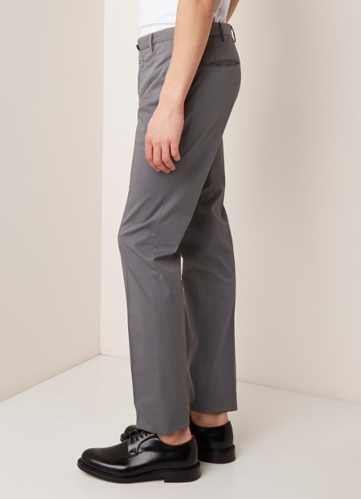 Zanone Slim fit pantalon met persplooi - detail 2 middengrijs
